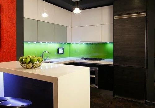 кухня зеленого цвета фото (11)